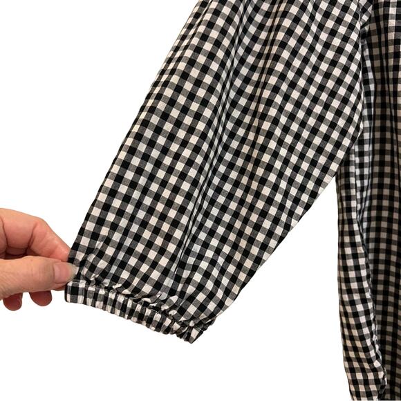 GAP Off-Shoulder Tunic Shirt in Poplin Black white Gingham Women’s size Small - Picture 3 of 9